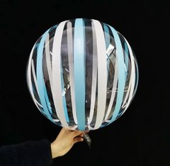 Повітряна кулька Bubbles Pinan 20"(51см) кристал з білими та блакитними смугами 1шт.