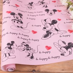 Односторонній подарунковий папір рожевий "Міккі та Мінні" 70смх10м