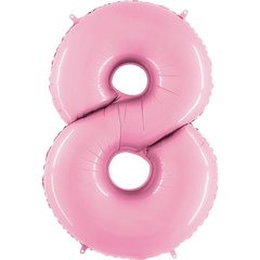Фольгована кулька цифра "8" рожева Grabo 40" (100 см) 1 шт