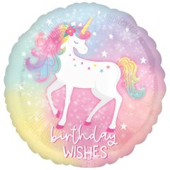 Фольгована кулька круг "Birthday wishes" кольорова Anagram 18" (45см) 1шт.
