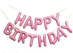 Фольгована кулька надпис "Happy Birthday" рожева 16" (40 см) 1 шт