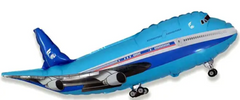 Фольгована кулька міні фігура "Літак" блакитна Flexmetal 43 см. (1 шт)