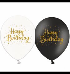 Латексні повітряні кульки 12" (30см.) "Happy Birthday золото" асорті BelBal 25шт.