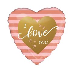 Фольгована кулька серце "I love you " рожева 18"(45см) 1шт.