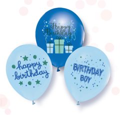 Латексні повітряні кульки 12" (30см.) "Birthday Boy" асорті ТМ "Твоя Забава" 50шт.