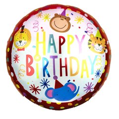 Фольгована кулька Pinan круг "Happy Birthday цирк" кольорова 18"(45см) 1шт.