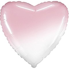 Фольгированный шар 18’ Flexmetal Сердце бело-розовое градиент, 45 см