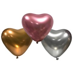 Латексные шары 12’’ хром Kalisan Турция 07 сердца ассорти (30 см), 50 шт