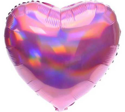 Фольгована кулька "Серце" рожева голограма 18"(45см) 1шт.
