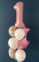 Набір з 9 повітряних кульок "First Birthday Girl" ТМ "Твоя Забава"