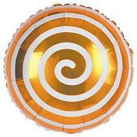 Фольгована кулька Pinan круг "Спіралька" оранжевий 18"(45см) 1шт.