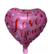 Фольгована кулька Pinan серце "I love you" рожева 18"(45см) 1шт.
