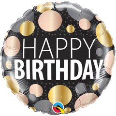 Кулька фольга Qualatex круг 18' (45см) "Happy Birthday" металеві кола(1 шт)
