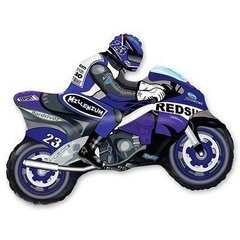 Фольгированный шар 12’ Flexmetal Мотоциклист синий, 31 см