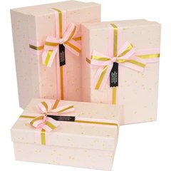 Подарункові коробки прямокутні ніжно-рожеві (3 шт.)