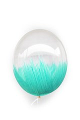 Ексклюзивна латексна кулька прозора з бірюзовим 12"(30см) ТМ Balonevi 1шт.