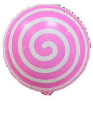 Фольгована кулька Pinan круг "Спіралька" рожевий 18"(45см) 1шт.