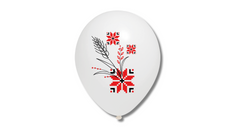 Латексна повітряна кулька 12" (30см.) "Вишиванка" біла Balonevi 1шт.