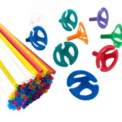Палочки и держатели для шаров цветные 35 см, 100 шт