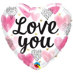 Фольгована кулька серце "Love you" біла Qualatex 18"(45см) 1шт.