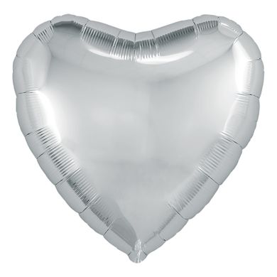 Фольгована кулька "Серце" срібна металік 18"(45см) 1шт.