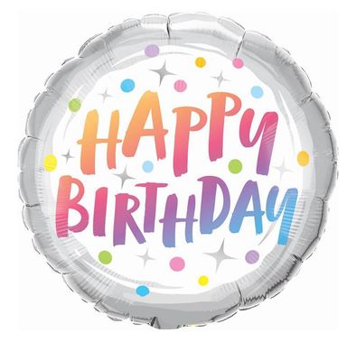 Фольгована кулька Pinan круг "Happy Birthday градієнт" срібна 18"(45см) 1шт.