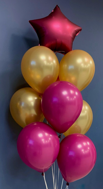 Набір з 9 повітряних кульок "Бордова зірка" ТМ "Твоя Забава"