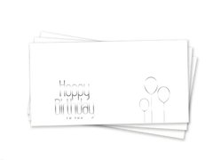 Паперовий конверт на гроші білий "Happy Birthday з кульками" срібне тиснення 1шт.