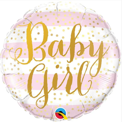 Фольгована кулька круг "Baby Girl" рожево-біла Qualatex 18"(45см) 1шт.