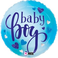 Фольгована кулька круг "Baby boy" блакитна Grabo 18"(45см) 1шт.