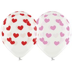 Латексні повітряні кульки В105 12" (30 см) "Серця великі" прозорі Belbal 25 шт