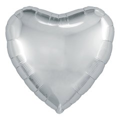 Фольгированный шар 9’ Agura (Агура) Сердце серебро без клапана, 22 см
