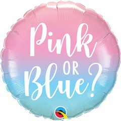 Фольгована кулька круг "Pink or Blue?" омбре Qualatex 18" (45см) 1шт.