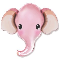 Фольгована кулька фігура "Голова слоника" рожева Flexmetal 82х96 см. (1шт.)