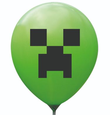 Латексна кулька 12" зелена з чорним малюнком "Minecraft" (Balonevi)