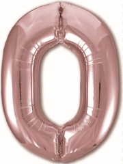Фольгована кулька цифра "0" рожевий металік 40"(101см) 1шт.