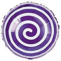 Фольгована кулька Pinan круг "Спіралька" фіолетовий 18"(45см) 1шт.