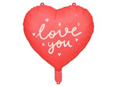 Фольгована кулька серце "Love you" червона PartyDeco 18"(45см) 1шт.