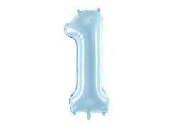 Фольгована кулька цифра "1" блакитна Party Deco (100см) 1шт.