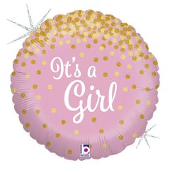 Фольгована кулька круг "It’s a girl" рожева Grabo 18"(45см) 1шт.