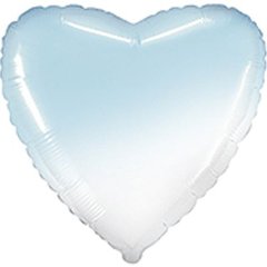 Фольгована кулька "Серце" біло-блакитна 18" (45см) 1шт.