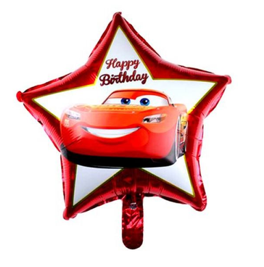 Фольгована кулька зірка "Happy Birthday Тачка" червона 18"(45см) 1шт.