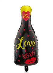 Фольгована кулька фігура "Пляшка Love xo-xo" чорна 38х82 см. в уп. (1шт.)