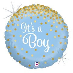 Фольгована кулька круг "It’s a boy" блакитна Grabo 18"(45см) 1шт.