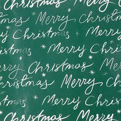 Односторонній подарунковий папір "Merry Christmas" зелений 70 см*100 см (5 листів)