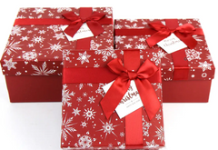 Подарункові коробки квадратні "Marry Christmas" червоні (3 шт.)