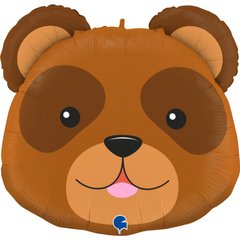 Фольгована кулька фігура "Голова ведмедика" коричнева Grabo 74см (1шт.)