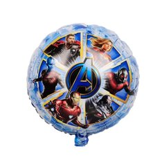 Фольгована кулька Pinan круг "Супергерої" блакитна 18"(45см) 1шт.