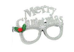 Новорічні окуляри "Merry Christmas" срібні 14*11,5см 1шт.