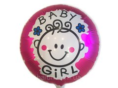 Фольгована кулька Pinan круг "Baby girl" рожева Pinan 18"(45см.) 1шт.